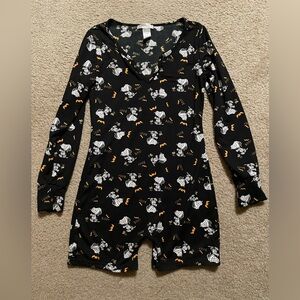 Peanuts Black Halloween Onesie with White and Orange Print